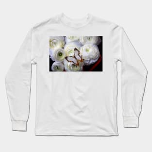 Exotic White Butterfly On With Ranunculus Flowers Long Sleeve T-Shirt